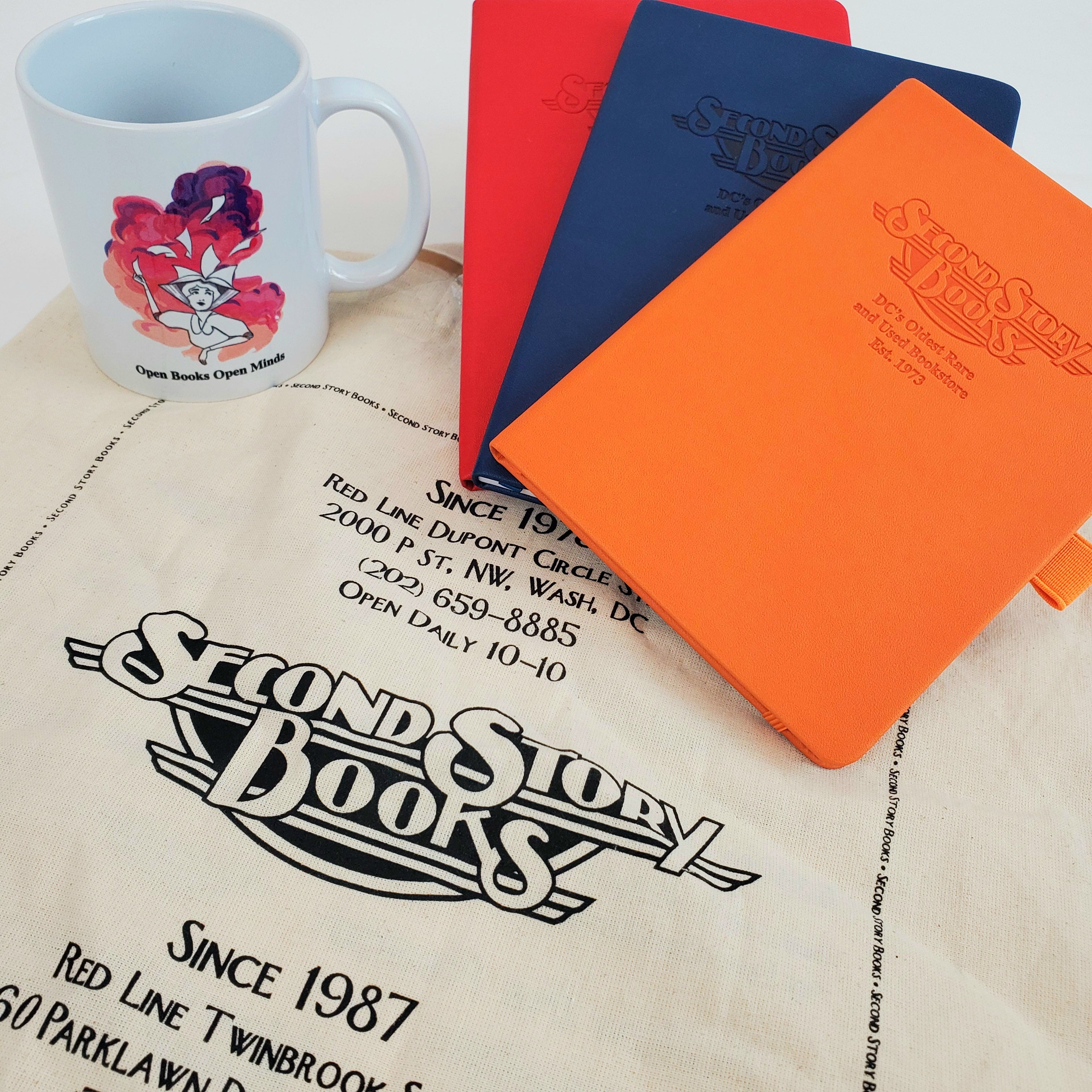 Second Story Coffee Mugs, Journals and Canvas Bags
