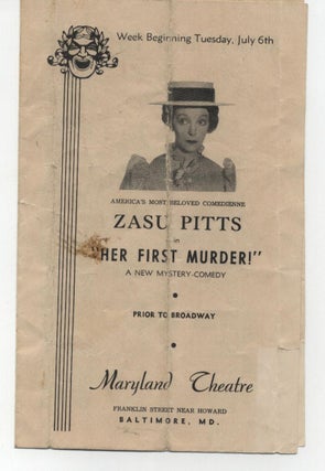 SIGNED 8X10 PHOTO OF ZASU PITTS in "HER FIRST MURDER" with PROGRAM 1943