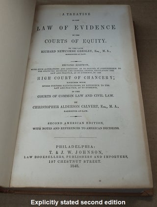 A TREATISE ON THE LAW OF EVIDENCE IN THE COURTS OF EQUITY