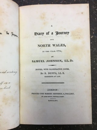 A DIARY OF A JOURNEY INTO NORTH WALES IN THE YEAR 1774. LETTERS ON THE AUTHOR OF WAVERLEY.