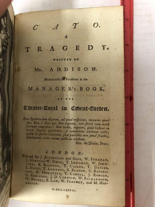 FIVE PLAYS FROM LOWNDES' "NEW ENGLISH THEATER" 1776-1777 | ADDISON, DRYDEN, AND OTHERS