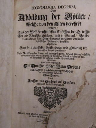 ICONOLOGIA DEORUM, ODER ABBILDUNG DER GOTTER.