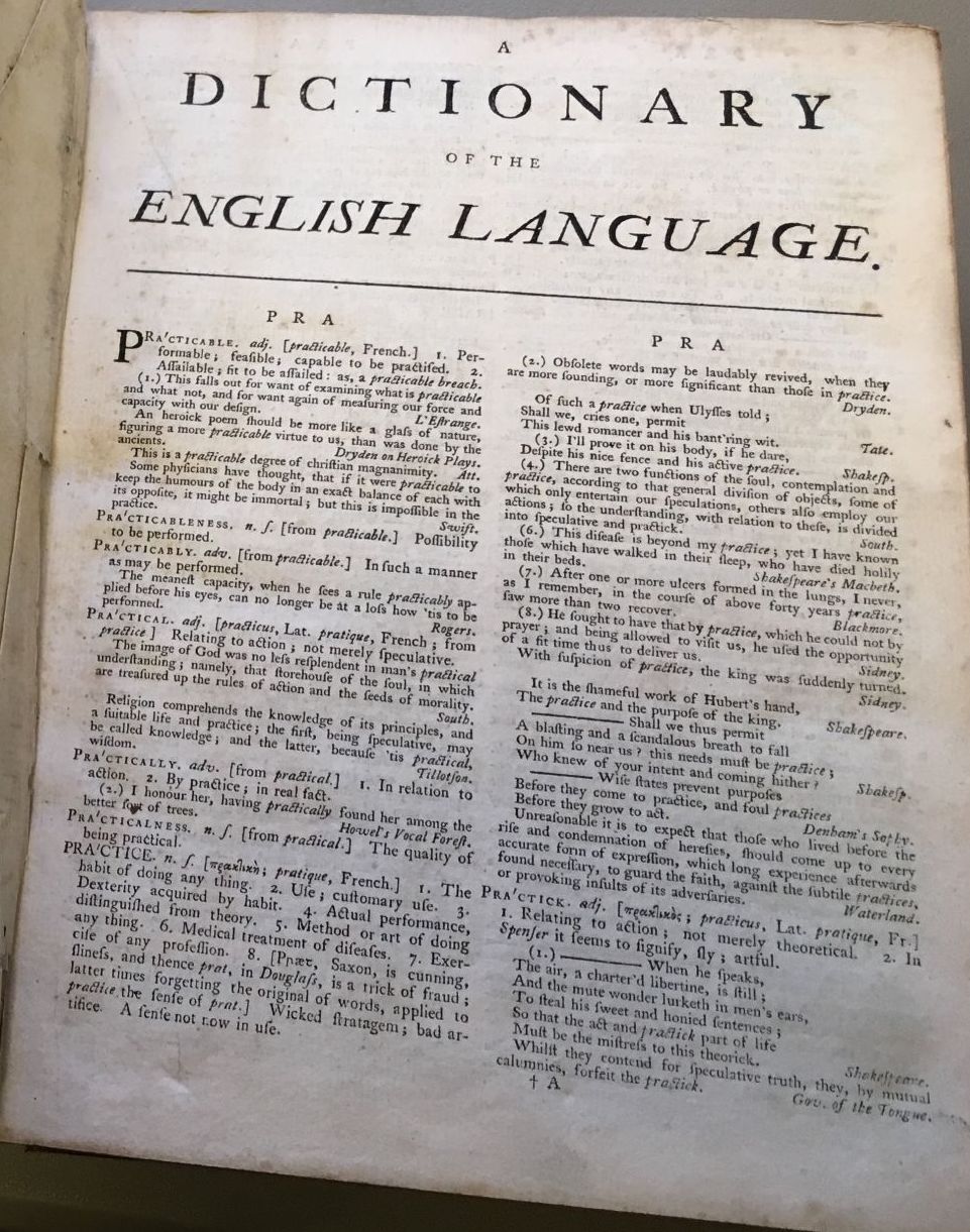 A DICTIONARY OF THE ENGLISH LANGUAGE: IN WHICH THE WORDS ARE DEDUCED FROM  THEIR ORIGINALS, AND ILLUSTRATED BY DIFFERENT SIGNIFICATIONS BY EXAMPLES