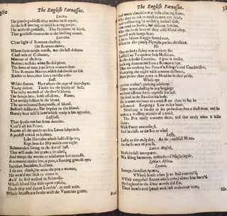 THE ENGLISH PARNASSUS, OR, A HELPE TO ENGLISH POESIE. CONTAINING A SHORT INSTITUTION OF THAT ART, A COLLECTION OF ALL RHYMING MONOSYLLABLES, THE CHOICEST EPITHETS, AND PHRASES: WITH SOME GENERAL FORMS UPON ALL OCCASIONS, SUBJECTS, AND THEAMS, ALPHABETICALLY DIGESTED