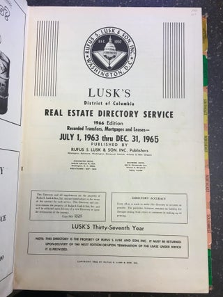 LUSK'S DISTRICT OF COLUMBIA REAL ESTATE SERVICE - 1966 EDITION