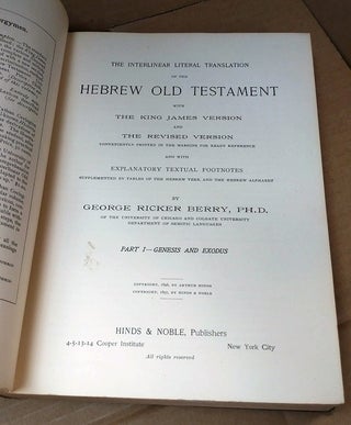 The Interlinear Literal Translation of the Hebrew Old Testament [Part 1 - Genesis & Exodus]