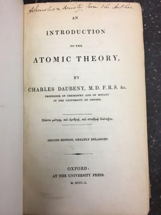 AN INTRODUCTION TO THE ATOMIC THEORY [SIGNED]