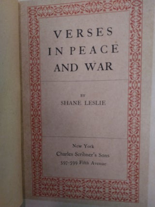VERSES IN PEACE AND WAR [INSCRIBED]
