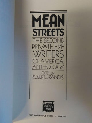 MEAN STREETS: THE SECOND PRIVATE EYE WRITERS OF AMERICA ANTHOLOGY [SIGNED by editor and all 12 contributors]