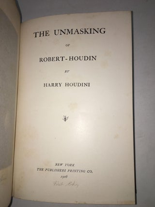 The Unmasking of Robert-Houdin [inscribed]