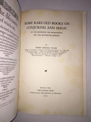 Some Rare Old Books on Conjuring and Magic