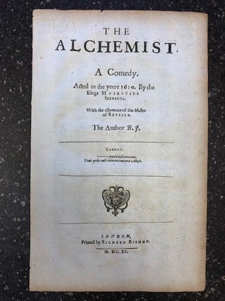 1299690 THE ALCHEMIST [TITLE PAGE ONLY]. Ben Jonson