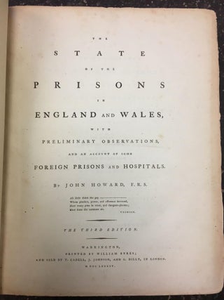 1306903 THE STATE OF THE PRISONS IN ENGLAND AND WALES. John Howard