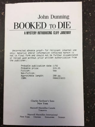 BOOKED TO DIE [SIGNED]