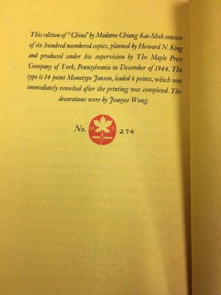 CHINA [SIGNED BY HOWARD KING]