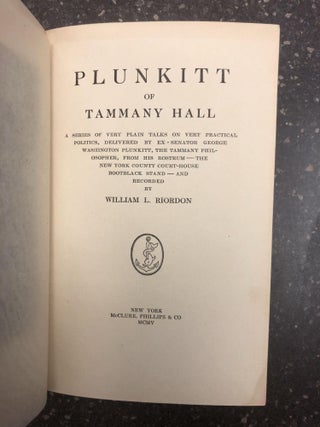 PLUNKITT OF TAMMANY HALL