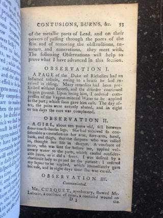A TREATISE ON THE EFFECTS AND VARIOUS PREPARATIONS OF LEAD, PARTICULARLY OF THE EXTRACT OF SATURN, FOR DIFFERENT CHIRURGICAL DISORDERS.
