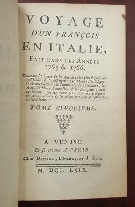 Voyage d'un Francois en Italie, fait dans les annees 1765 & 1766 [Tome V]