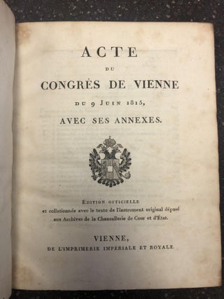 1322158 ACTE DU CONGRES DE VIENNE DU 9 JUIN 1815, AVEC SES ANNEXES