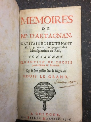 MEMOIRES DE MR. D'ARTAGNAN, CAPITAINE LIEUTENANT DE LA PREMIERE COMPAGNIE DES MOUSQUETAIRES DU ROI [VOLUME ONE ONLY]