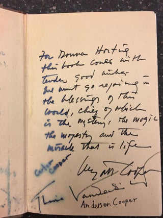 1324967 FAMILIES [INSCRIBED BY WYATT COOPER AND SIGNED BY GLORIA VANDERBILT, CARTER COOPER, AND...