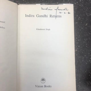 INDIRA GANDHI RETURNS [SIGNED BY INDIRA GANDHI]