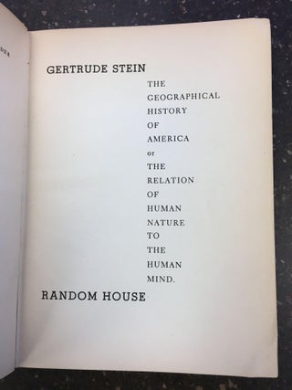 THE GEOGRAPHICAL HISTORY OF AMERICA OR THE RELATION OF HUMAN NATURE TO THE HUMAN MIND