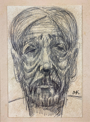 1330061 Self Portrait, Ink Sketch. Oskar Kokoschka