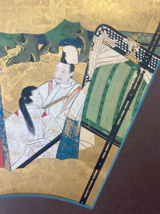Pair of Edo Period Japanese Fan Paintings