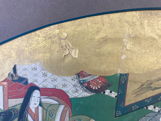 Pair of Edo Period Japanese Fan Paintings