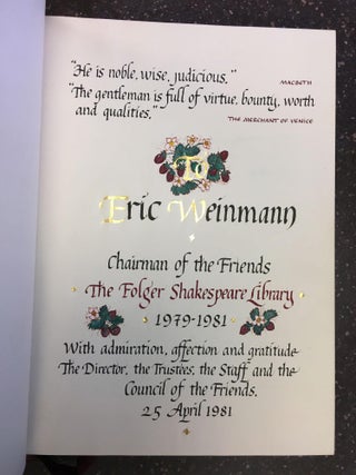 1331136 WILLIAM SHAKESPEARE - RECORDS AND IMAGES [ERIC WEINMANN'S COPY]. S. Schoenbaum
