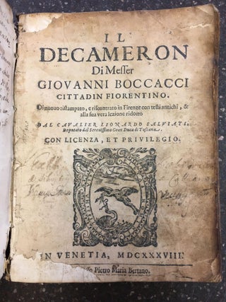 1331558 IL DECAMERON DI MESSER GIOUANNI BOCCACCI CITTADIN FIORENTINO. Giovanni Boccaccio