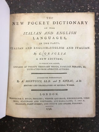 THE NEW POCKET DICTIONARY OF THE ITALIAN AND ENGLISH LANGUAGES.