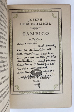 TAMPICO [INSCRIBED BY HERGESHEIMER FOR FRANCES MARION] [PRESENTATION COPY]