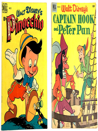 1335938 DELL DISNEY GOLDEN FOUR-COLOR COMICS (2) PINOCCHIO #252 CAPTAIN HOOK/P PAN #446