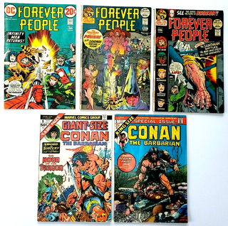 1336426 BRONZE AGE COMICS CONAN THE BARBARIAN #1 - FOREVER PEOPLE # 8, 9 &11 (5 issues