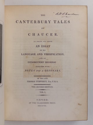 THE CANTERBURY TALES OF CHAUCER. TO WHICH ARE ADDED AN ESSAY ON HIS LANGUAGE AND VERSIFICATION, AND AN INTRODUCTORY DISCOURSE: TOGETHER WITH NOTES AND A GLOSSARY. [Two volumes]
