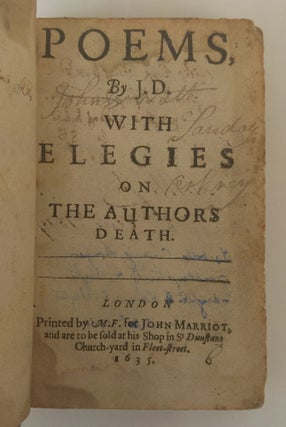 POEMS, BY J.D. WITH ELEGIES ON THE AUTHORS DEATH