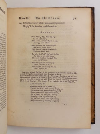 THE DUNCIAD, IN FOUR BOOKS. PRINTED ACCORDING TO THE COMPLETE COPY FOUND IN THE YEAR 1742. WITH THE PROLEGOMENA OF SCRIBLERUS, AND NOTES VARIORUM. TO WHICH ARE ADDED, SEVERAL NOTES NOW FIRST PUBLISH’D, THE HYPERCRITICS OF ARISTARCHUS, AND HIS DISSERTATION ON THE HERO OF THE POEM