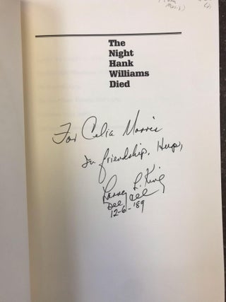 THE NIGHT HANK WILLIAMS DIED [SIGNED]