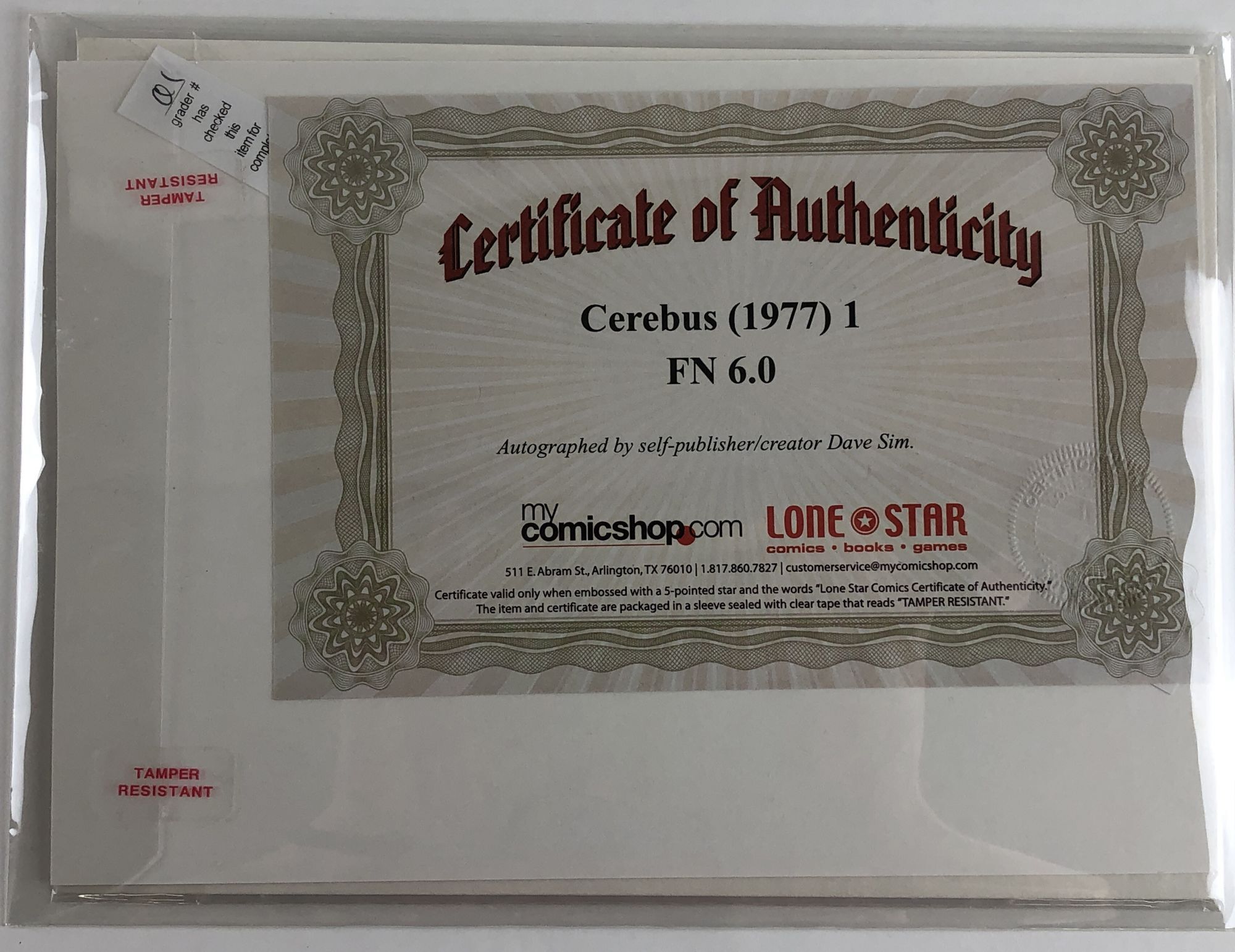 Cerebus No.1 signed | David Sim