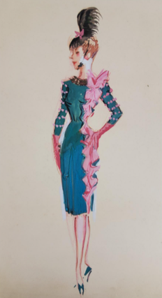 1341617 Pencil Dress In Teal And Pink (ref #34). Marco Montedoro
