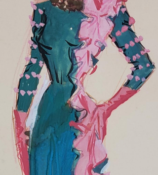 Pencil Dress In Teal And Pink (ref #34)