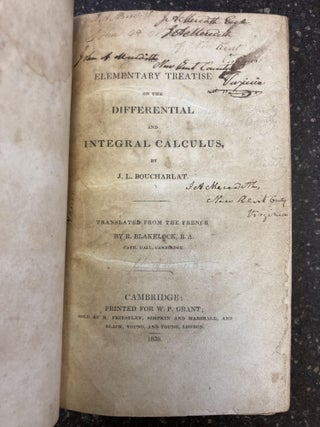 AN ELEMENTARY TREATISE ON THE DIFFERENTIAL AND INTEGRAL CALCULUS