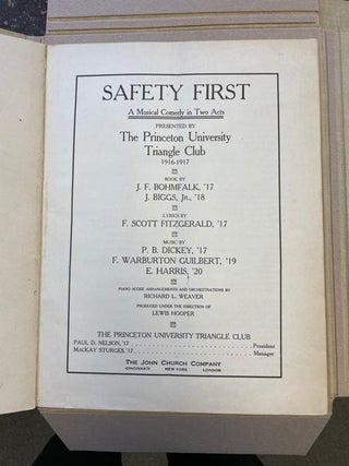 SAFETY FIRST: A MUSICAL IN TWO ACTS [With Signed Note by W.I. Harris]