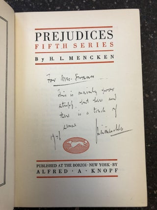 PREJUDICES: FIFTH SERIES [SIGNED]