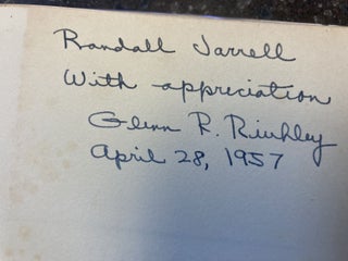 1346629 SELECTED POEMS OF AMY LOWELL [INSCRIBED TO RANDALL JARRELL]. Amy Lowell, G. R. Ruihley
