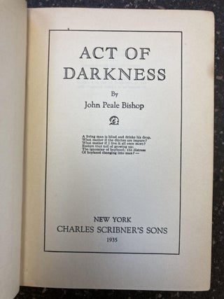 ACT OF DARKNESS [WELDON KEES AND LARRY MCMURTRY'S COPY]