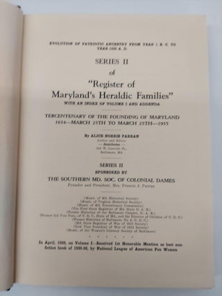 Evolution of Patriotic Ancestry From Year 1 B. C. to Year 1939 A. D.: Series II of "Register of Maryland's Heraldic Families" With an Index of Volume I and Addenda