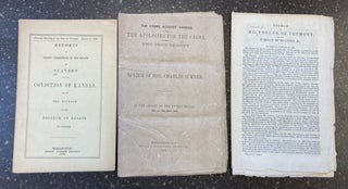 SLAVERY PAMPHLETS, INCLUDING: 'THE CRIME AGAINST KANSAS,' 'THE BARBARISM OF SLAVERY' [THIRTEEN ITEMS TOTAL]